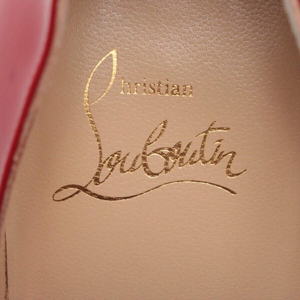 Christian Louboutin Patent Leather Open Toe Pumps 37 1/2 Women's Red x Black Box - Picture 6 of 6